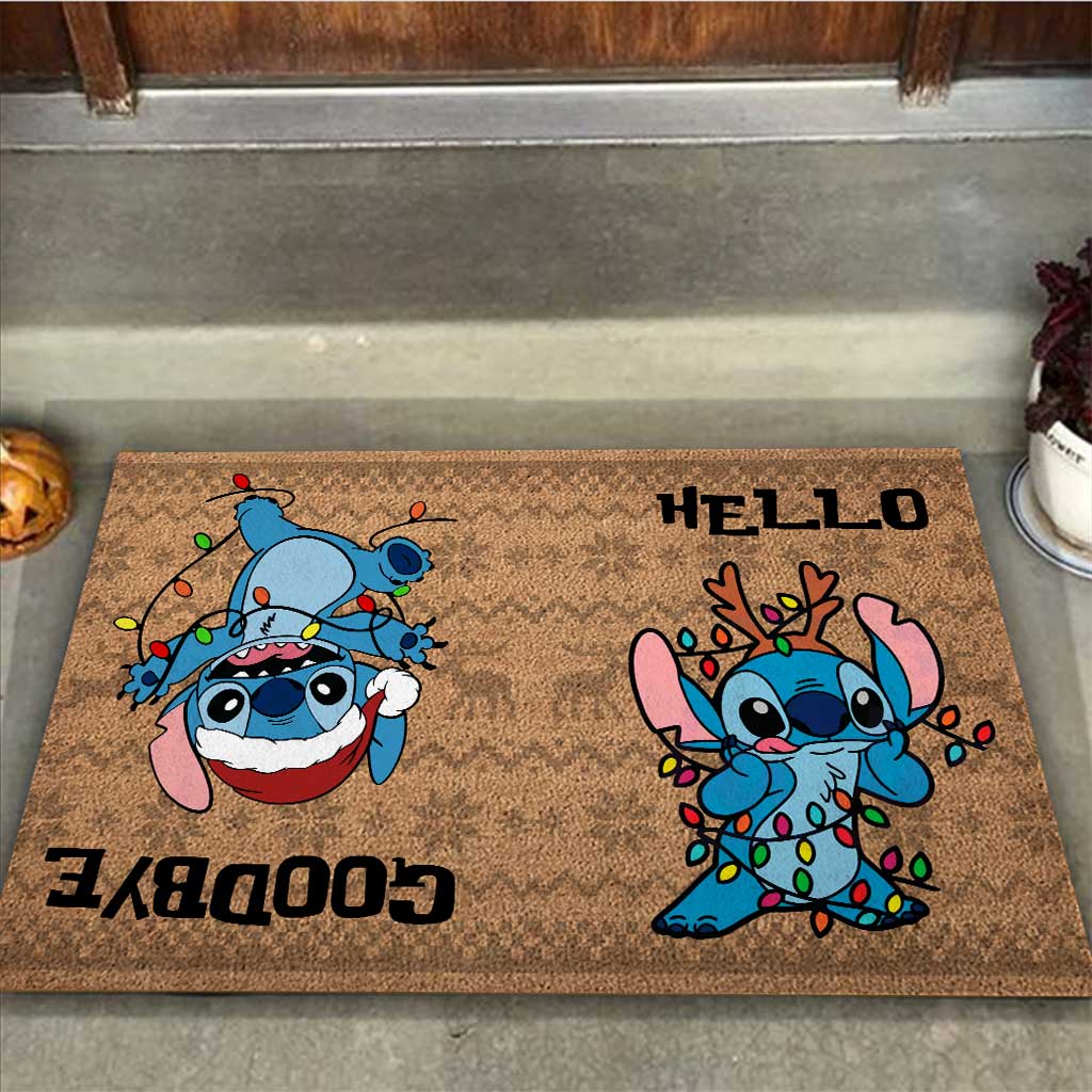 Hello Goodbye - Christmas Ohana Doormat With Coir Pattern Printed