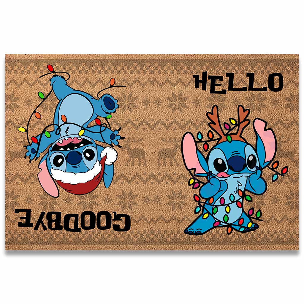 Hello Goodbye - Christmas Ohana Doormat With Coir Pattern Printed