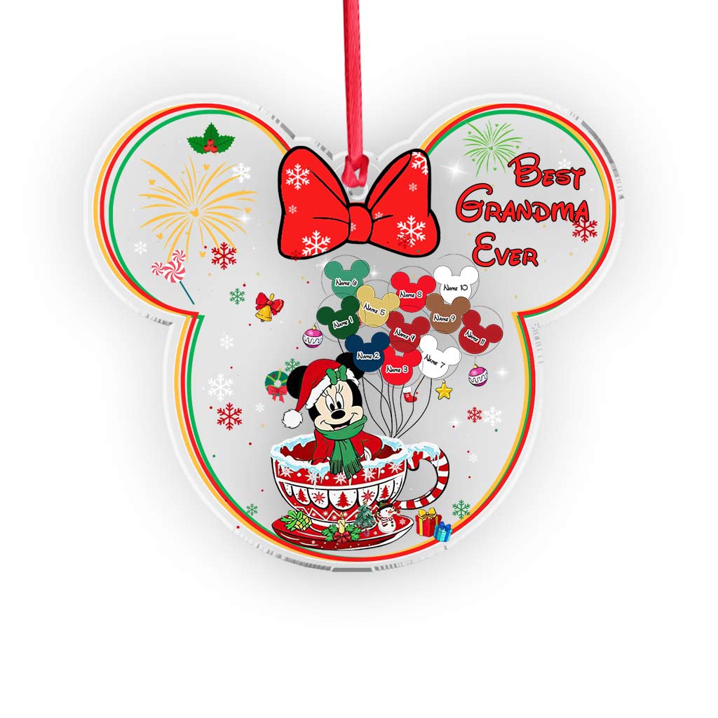 Best Grandma Ever - Personalized Christmas Transparent Ornament