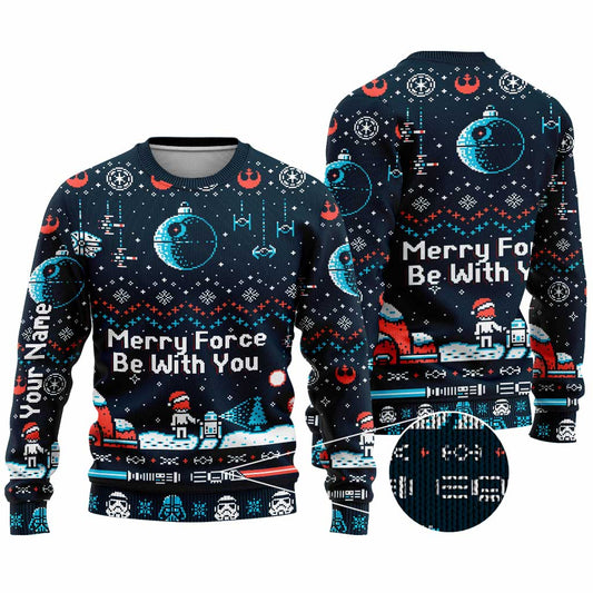 Merry Force Be With You - Personalized Christmas The Force Sweater