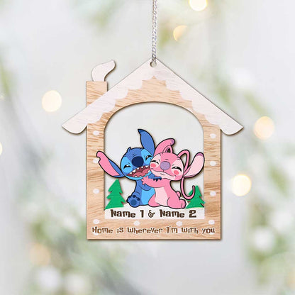 Home Is Wherever I Am With You - Personalized Christmas Ohana Ornament (Printed On Both Sides)