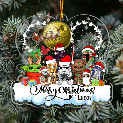 Merry Christmas May The Force Be With You - Personalized Christmas The Force Transparent Ornament