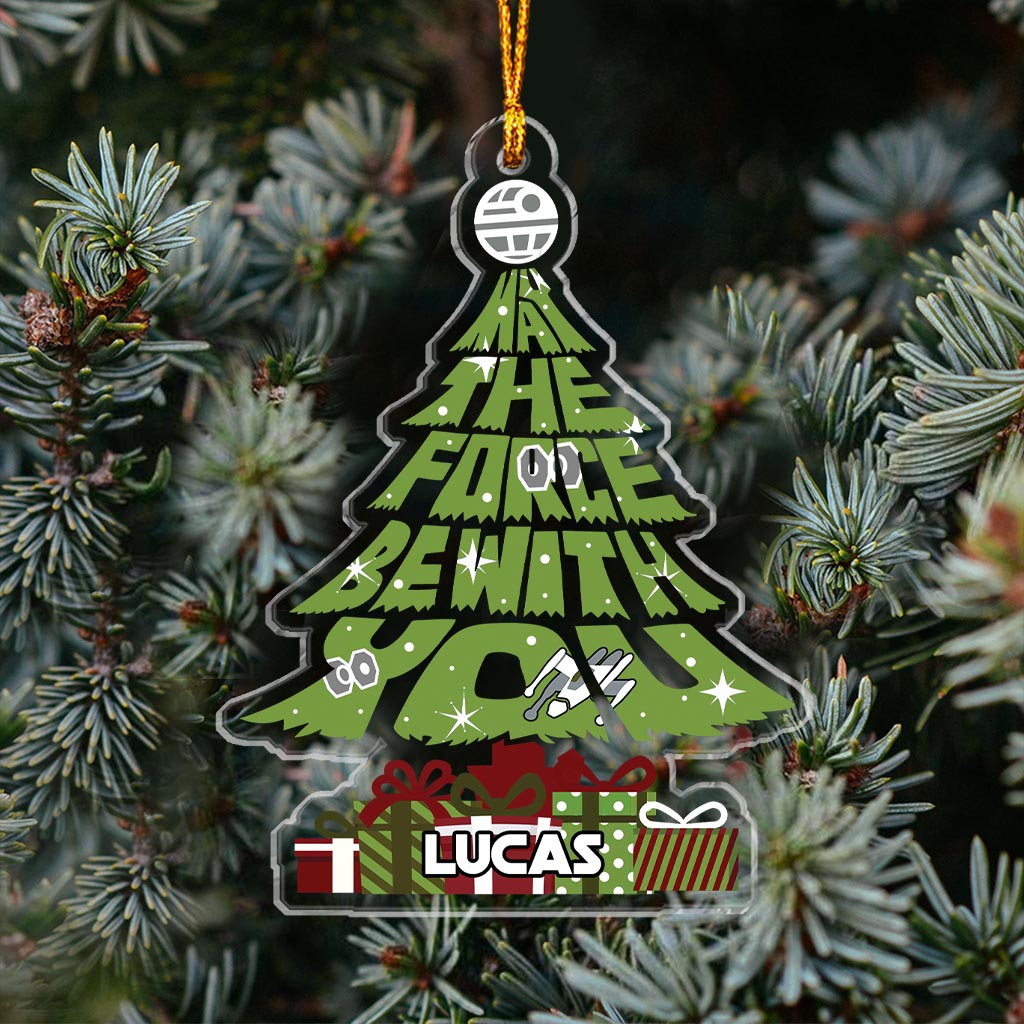 Merry Christmas May The Force Be With You - Personalized Christmas The Force Transparent Ornament