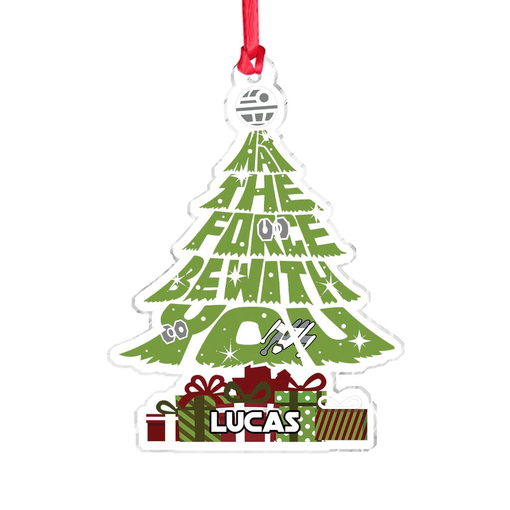 Merry Christmas May The Force Be With You - Personalized Christmas The Force Transparent Ornament