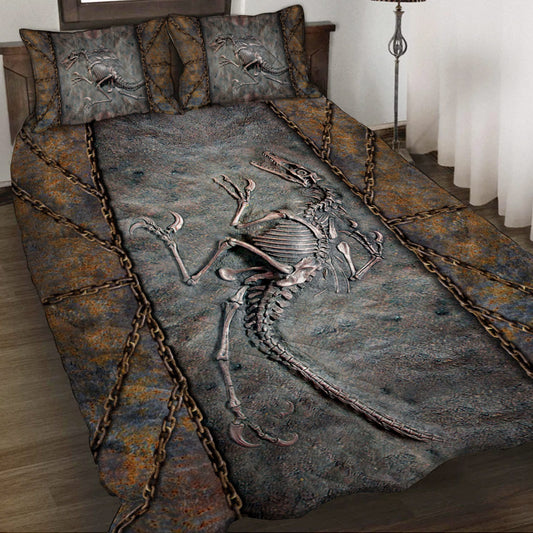 Dinosaur Fossil 3D Pattern Print Quilt Bed Set