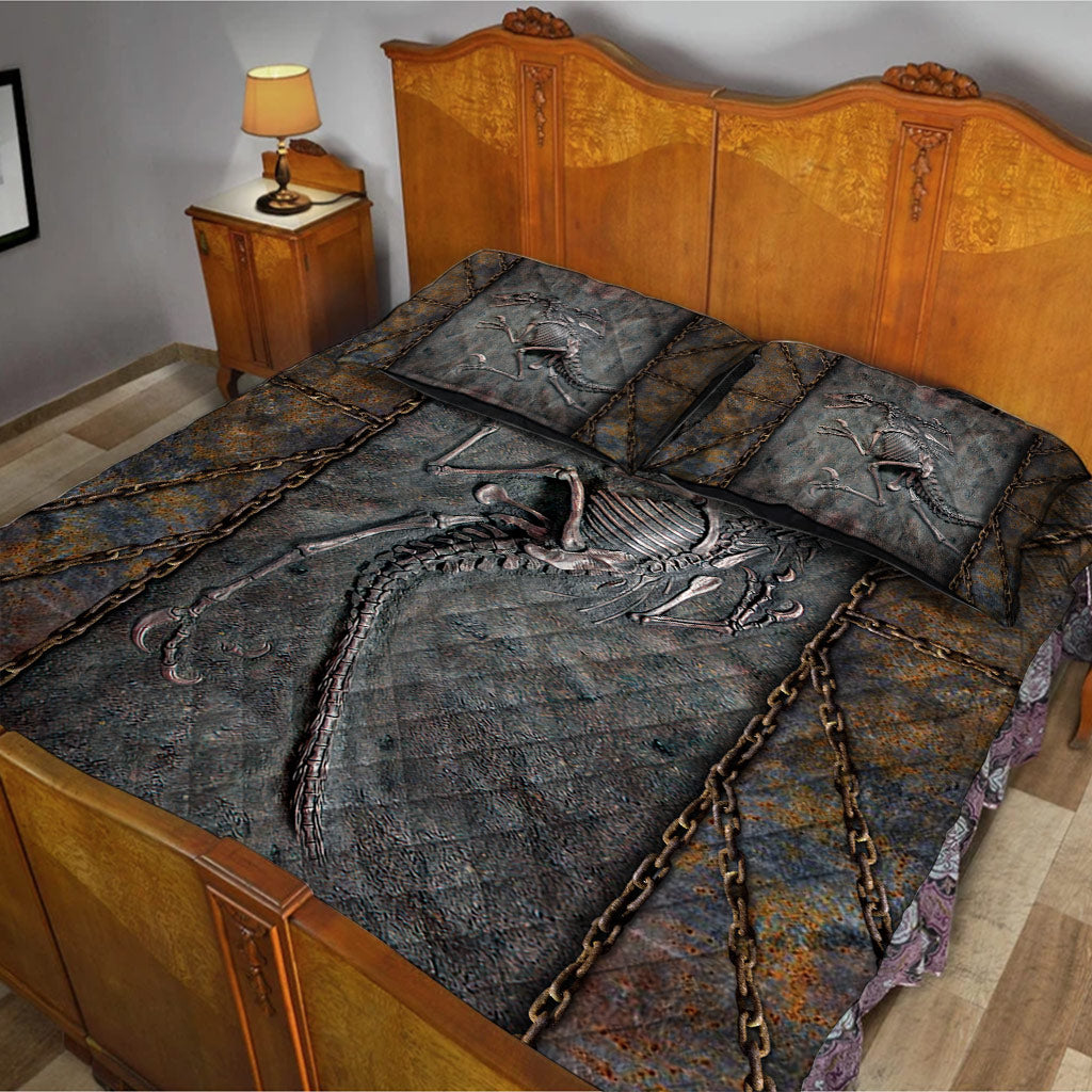 Dinosaur Fossil 3D Pattern Print Quilt Bed Set