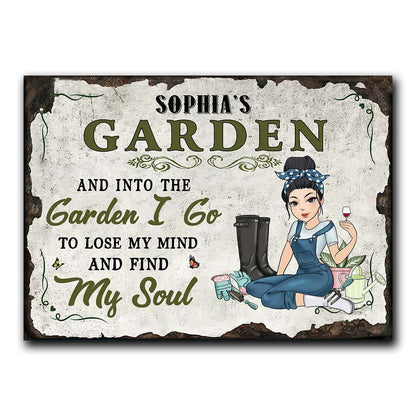 Into The Garden I Go - Personalized Rectangle Metal Sign