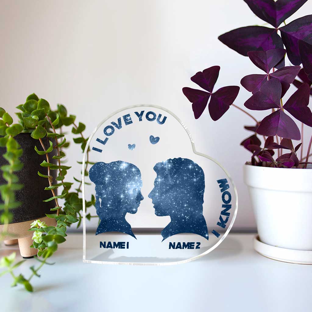 I Love You I Know - Personalized Couple The Force Custom Shaped Acrylic Plaque