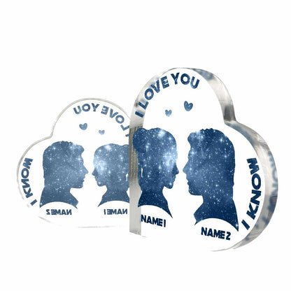 I Love You I Know - Personalized Couple The Force Custom Shaped Acrylic Plaque