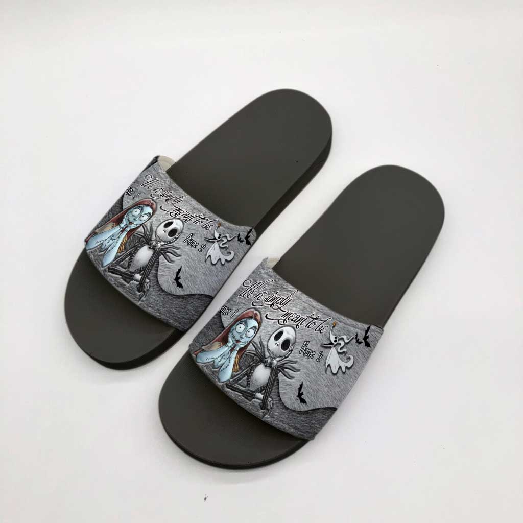 We're Simply Meant To Be - Personalized Couple Nightmare Slide Sandals