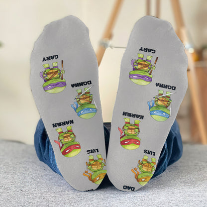 World's Greatest Sensei Father - Personalized Green Turtles Socks