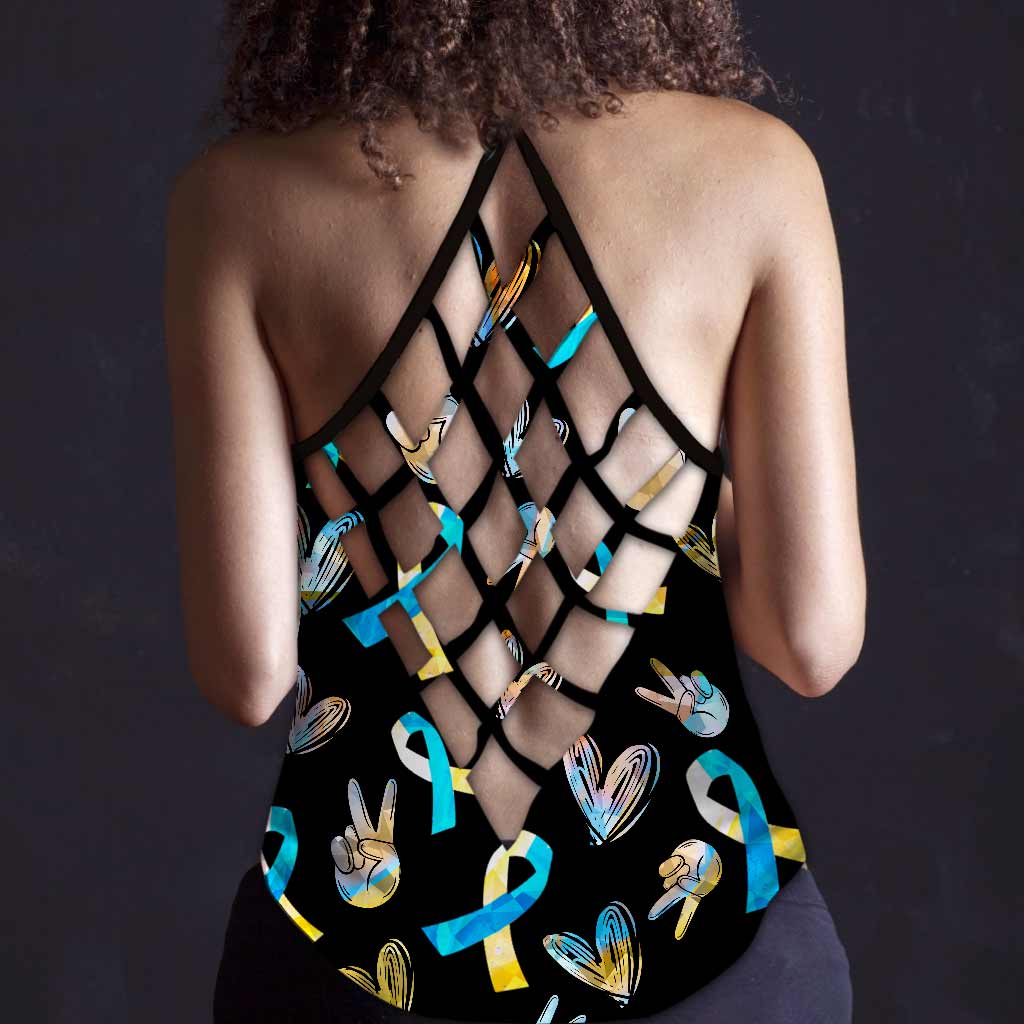 Never Give Up - Down Syndrome Awareness Cross Tank Top