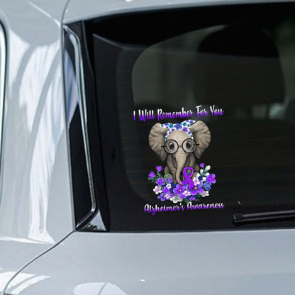 Will Remember For You Elephant Forget Me Not  - Alzheimer Awareness Decal Full