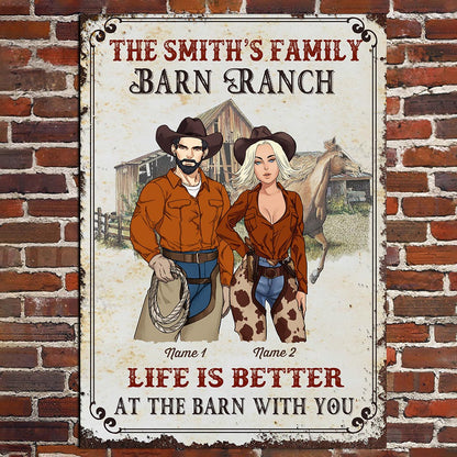 Life Is Better At The Barn With You - Personalized Horse Rectangle Metal Sign