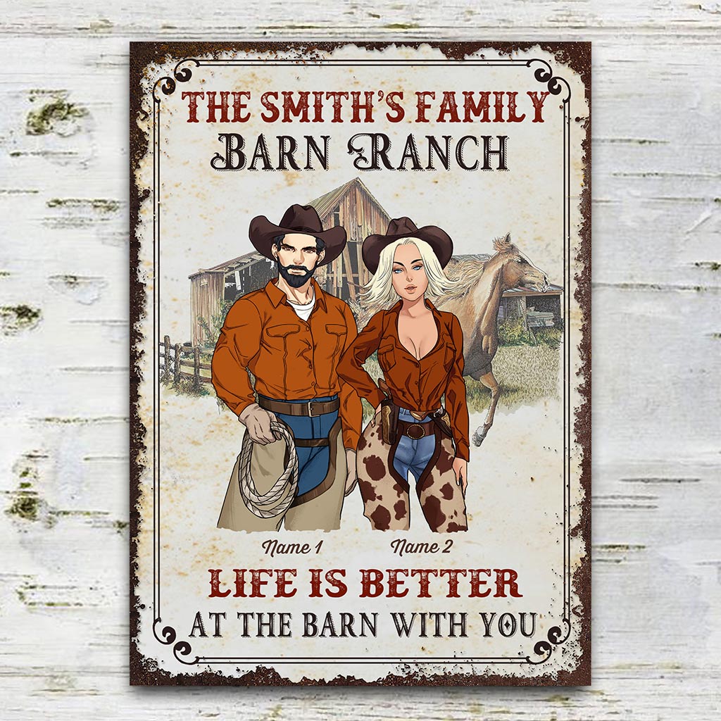 Life Is Better At The Barn With You - Personalized Horse Rectangle Metal Sign