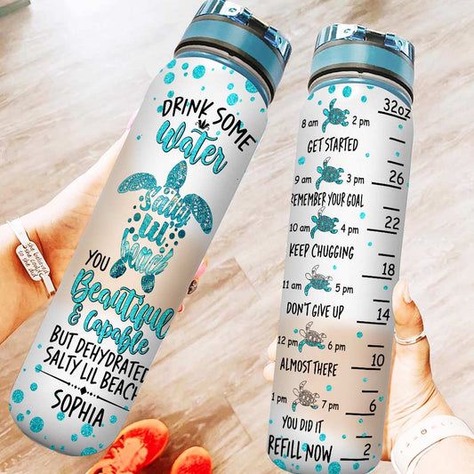 Drink Some Water - Personalized Turtle Water Tracker Bottle