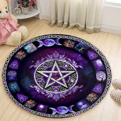 Witch Vibe Purple Pentacle - Witch Round Rug