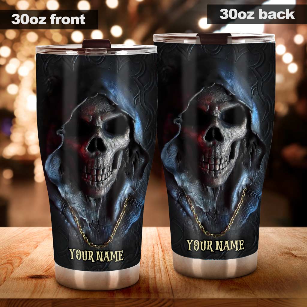 Dark Skull - Personalized Skull Tumbler With 3D Pattern Print