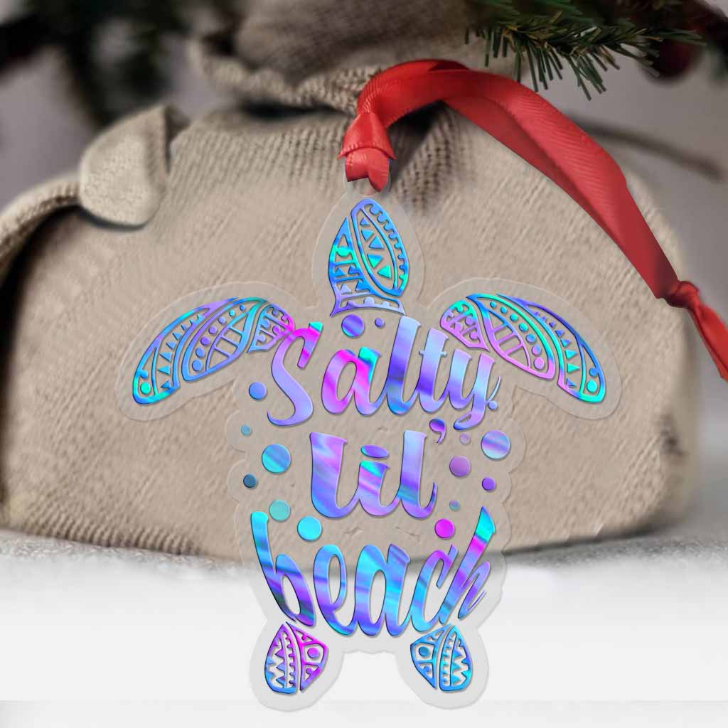 Salty Lil Beach - Christmas Turtle Trasparent Ornament