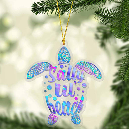 Salty Lil Beach - Christmas Turtle Trasparent Ornament