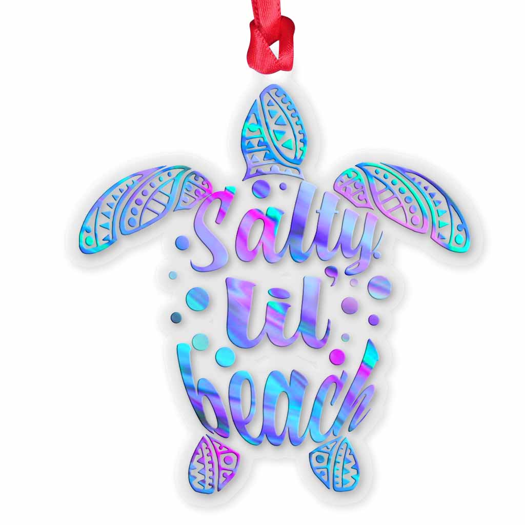 Salty Lil Beach - Christmas Turtle Trasparent Ornament