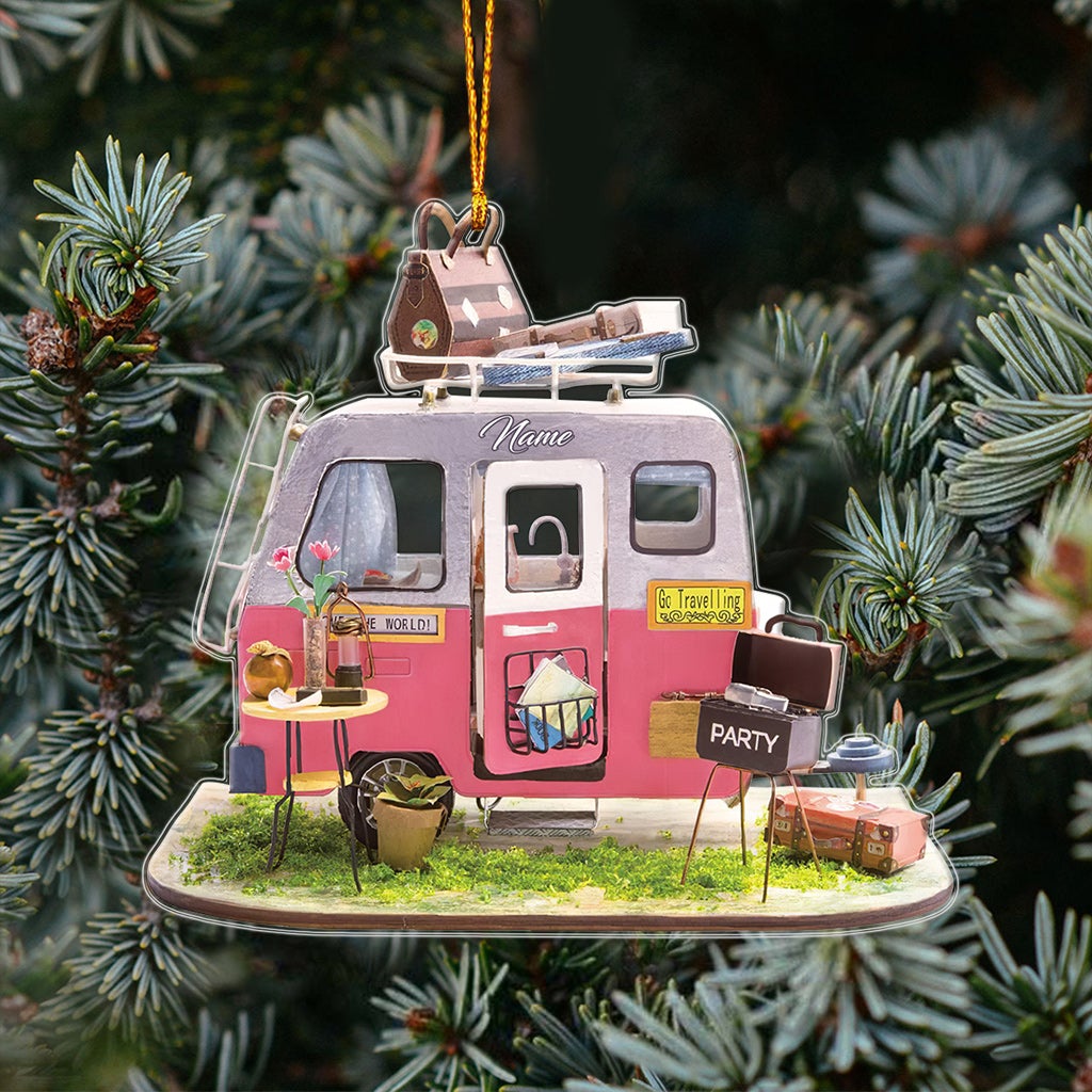 Happy Camper - Personalized Christmas Camping Transparent Ornament