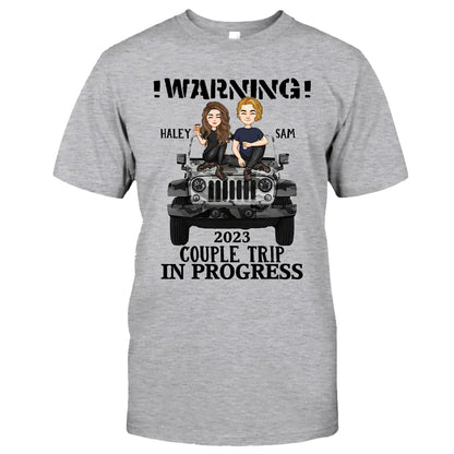 Warning Couple Trip - Personalized Couple Car T-shirt and Hoodie