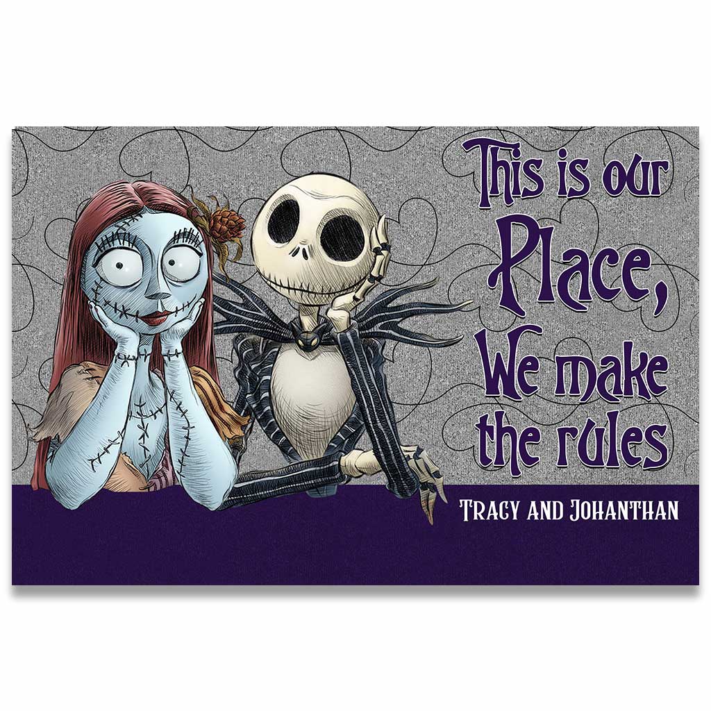 This Is Our Place - Personalized Couple Nightmare Doormat