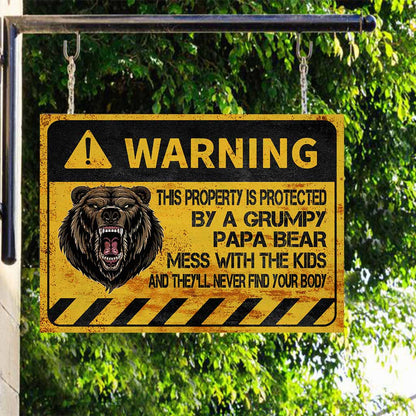 Warning Father's Day - Bear Rectangle Metal Sign