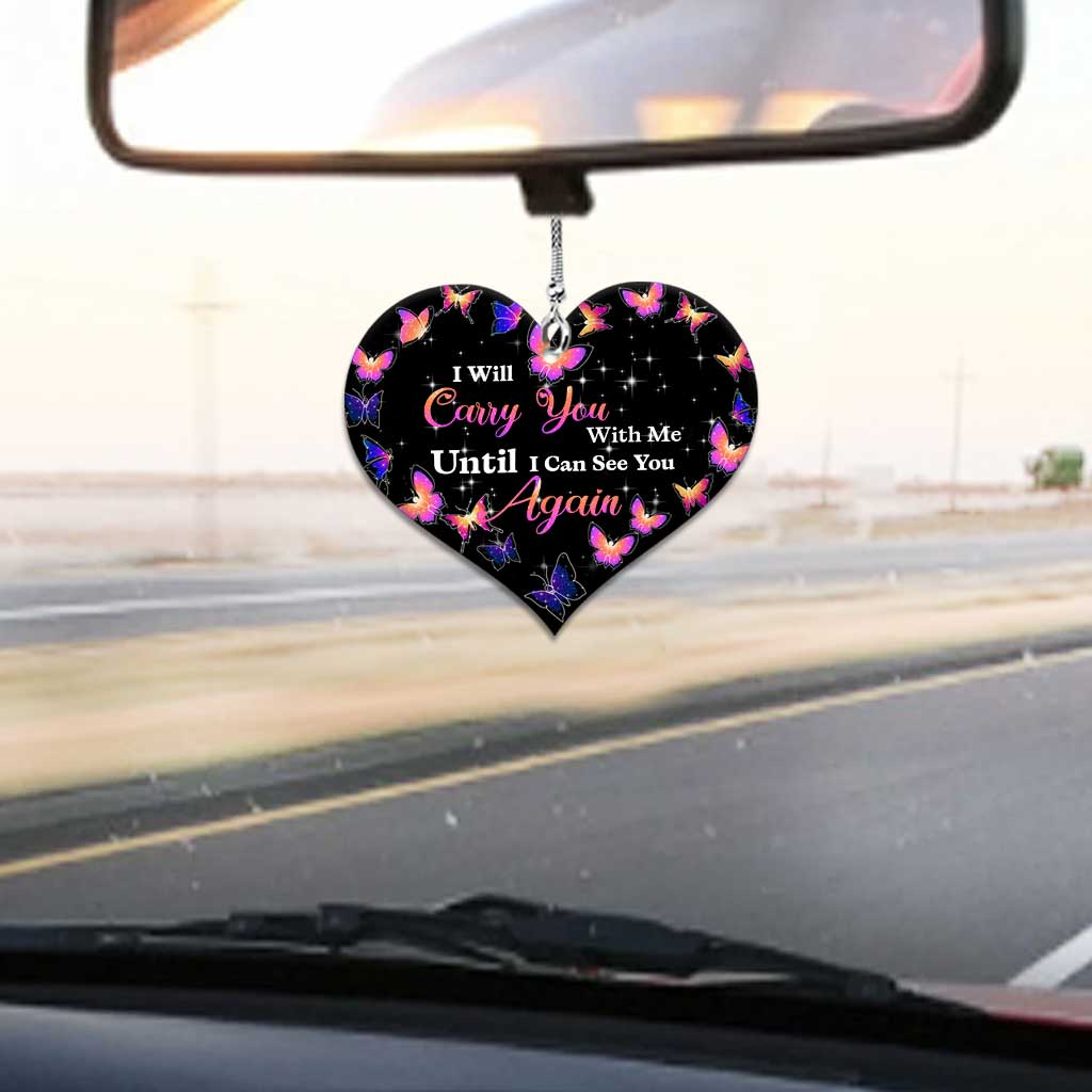 I Will Carry You With Me - Personalized Father's Day Memorial Car Ornament (Printed On Both Sides)