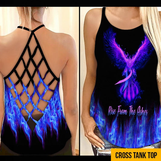 Rise From The Ashes Phoenix Never Give Up - Suicide Prevention Cross Tank Top