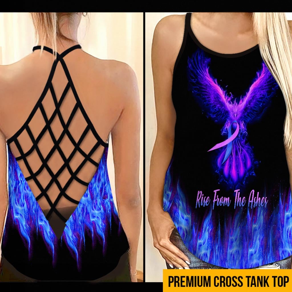 Rise From The Ashes Phoenix Never Give Up - Suicide Prevention Cross Tank Top