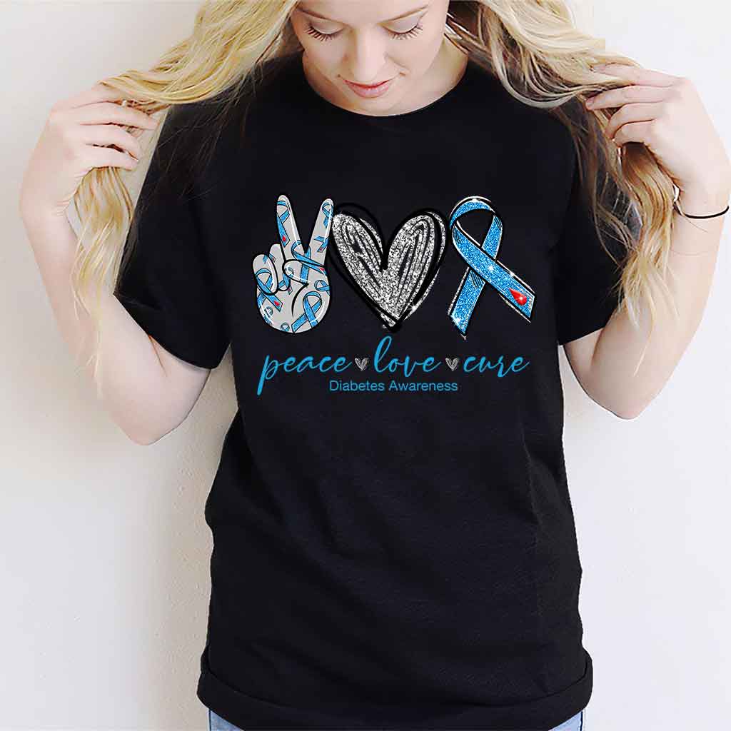 Peace Love Cure - Diabetes Awareness T-shirt And Hoodie 082021