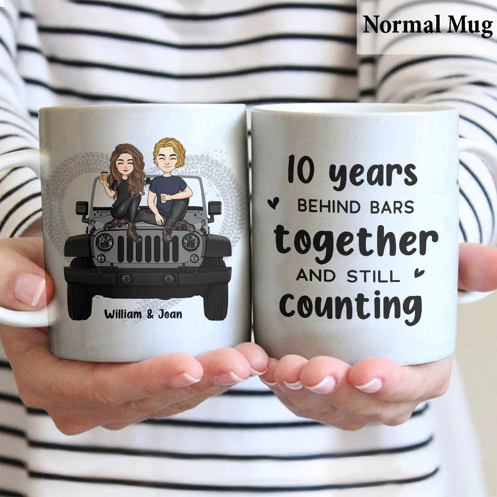 Years Of Life Behind Bars - Personalized Couple Car Mug