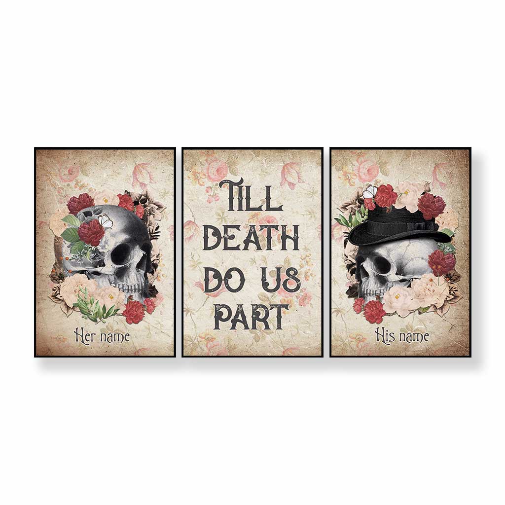 Till Death Do Us Part - Personalized Couple Skull Poster & Canvas Set