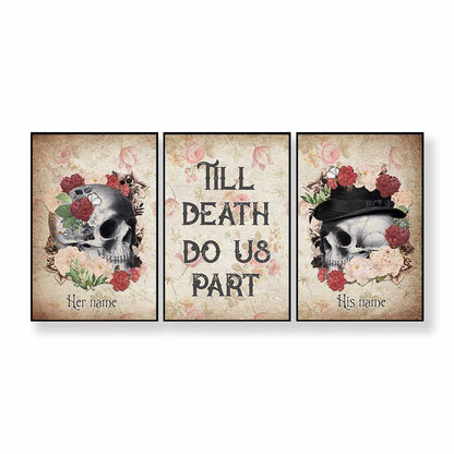 Till Death Do Us Part - Personalized Couple Skull Poster & Canvas Set