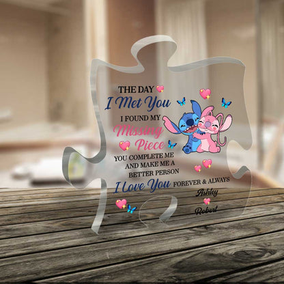 The Day I Met You - Personalized Couple Ohana Custom Shaped Acrylic Plaque