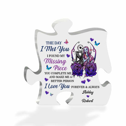 The Day I Met You - Personalized Couple Nightmare Custom Shaped Acrylic Plaque