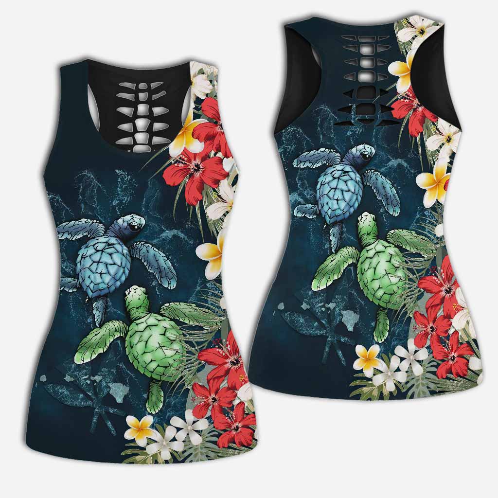 Aloha Summer Tropical Turtle - Turtle Hollow Tank Top And Leggings