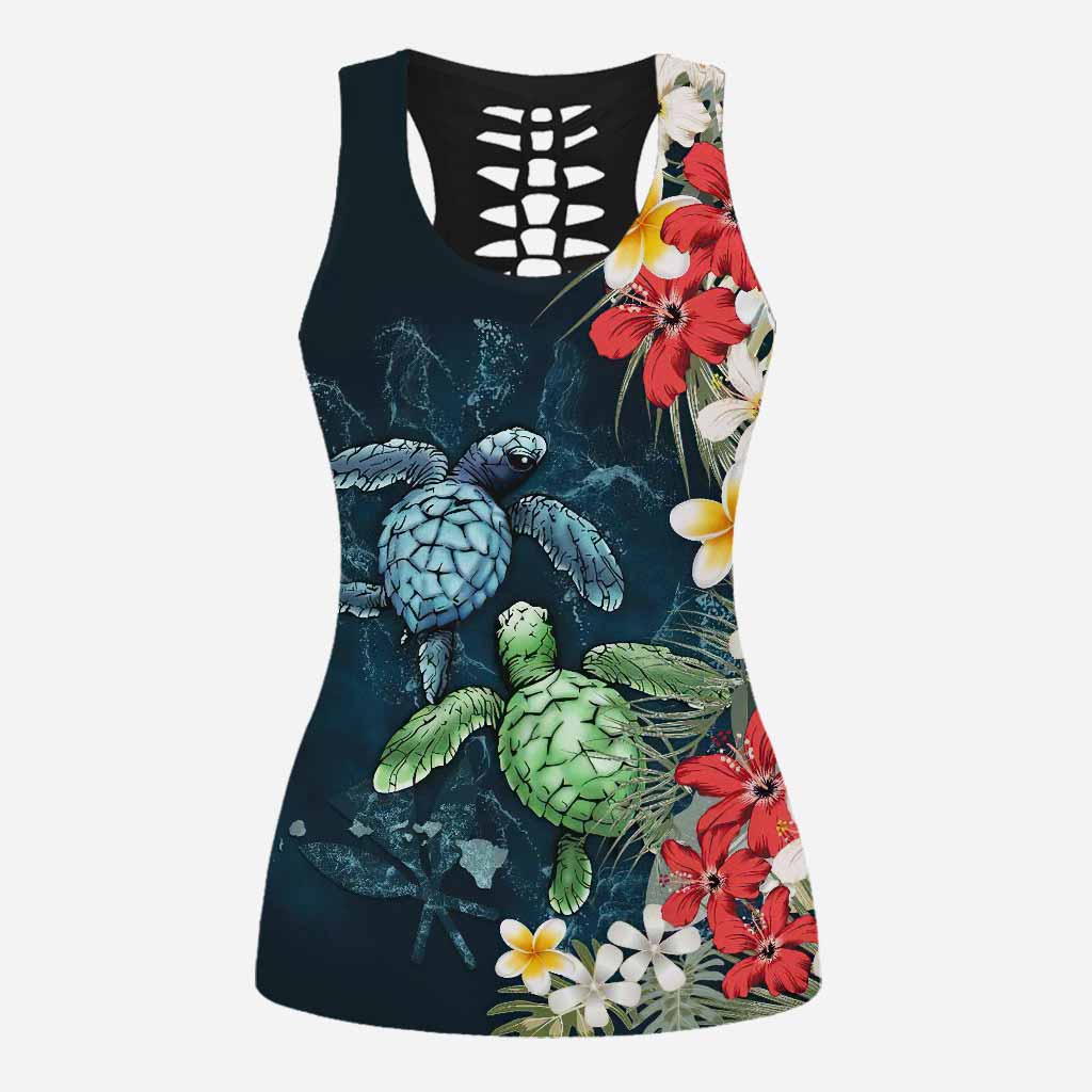 Aloha Summer Tropical Turtle - Turtle Hollow Tank Top And Leggings