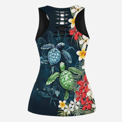 Aloha Summer Tropical Turtle - Turtle Hollow Tank Top And Leggings