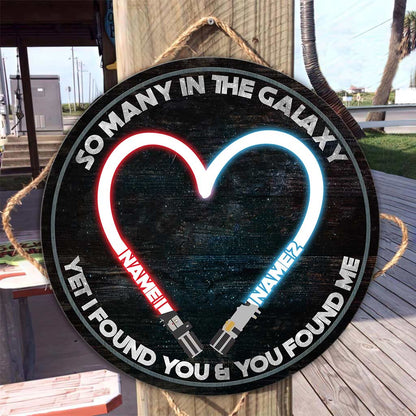 So Many In The Galaxy - Personalized Couple The Force Round Wood Sign