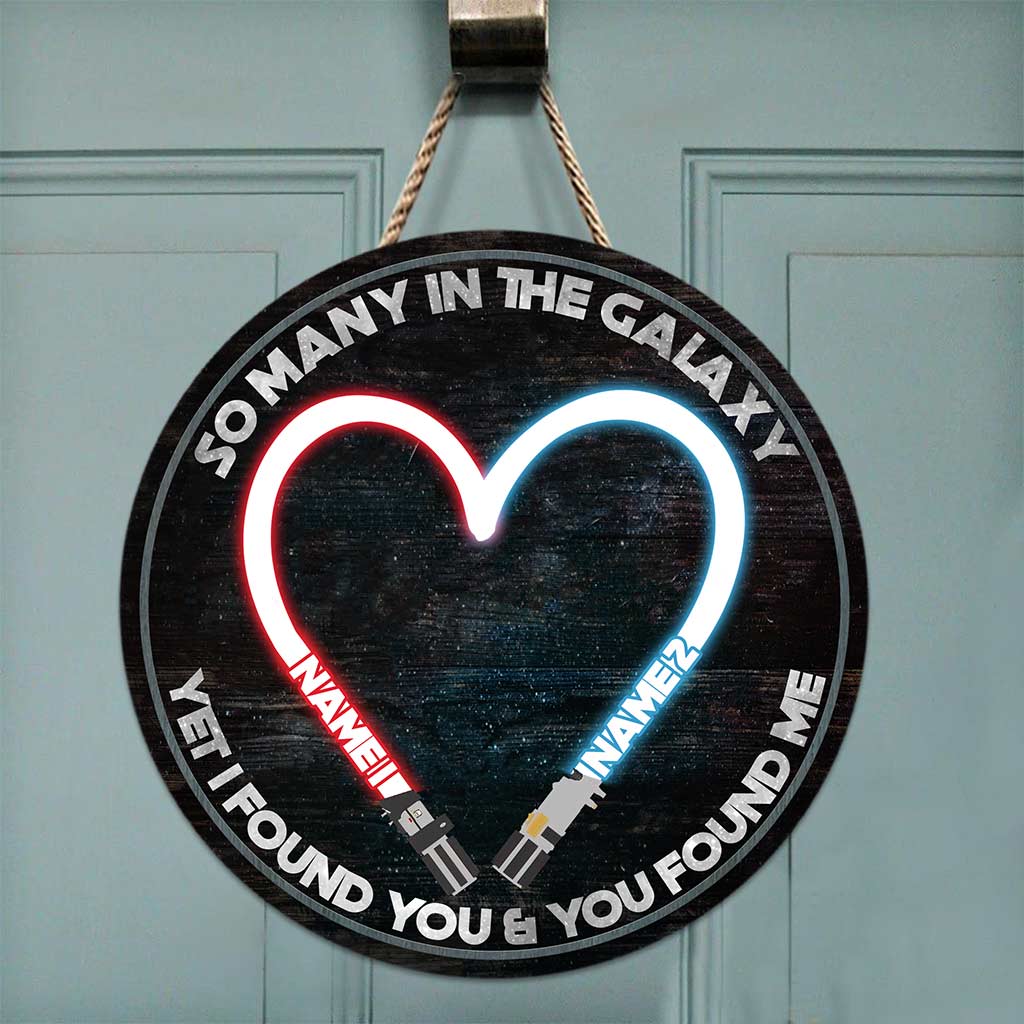 So Many In The Galaxy - Personalized Couple The Force Round Wood Sign