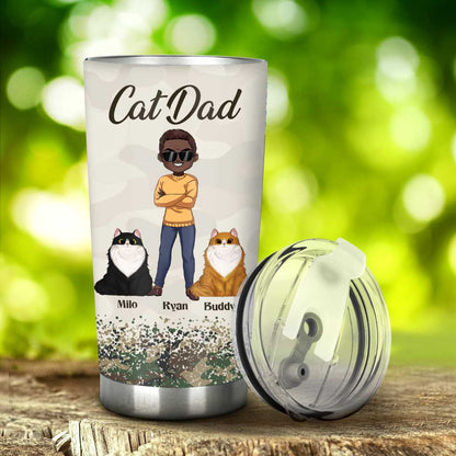 I Work Hard Cat Dad - Personalized Father's Day Tumbler