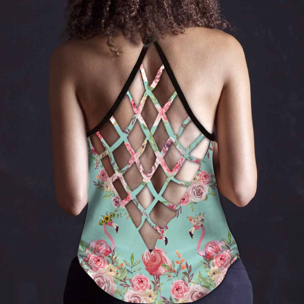 Love Flamingo Cross Tank Top