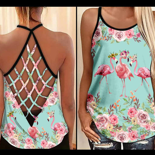 Love Flamingo Cross Tank Top