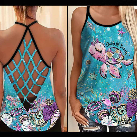 Salty Lil' Beach - Turtle Cross Tank Top