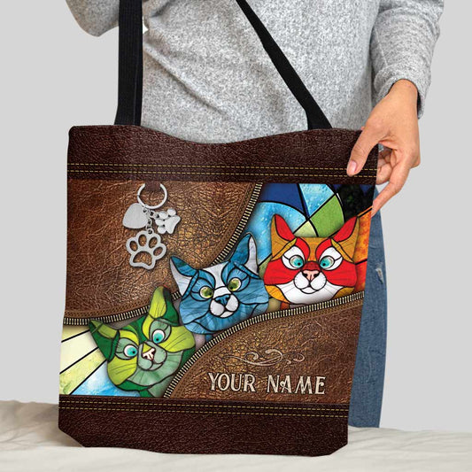 Peeking Cats Personalized  Tote Bag