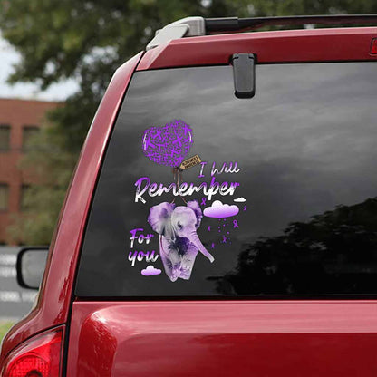 I Will Remember For You - Alzheimer Awareness Decal Full