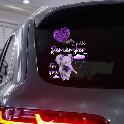 I Will Remember For You - Alzheimer Awareness Decal Full